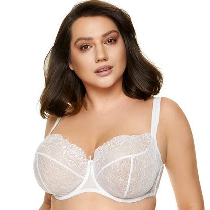 Gorteks Pamela White Sheer Mesh Balconette Bra