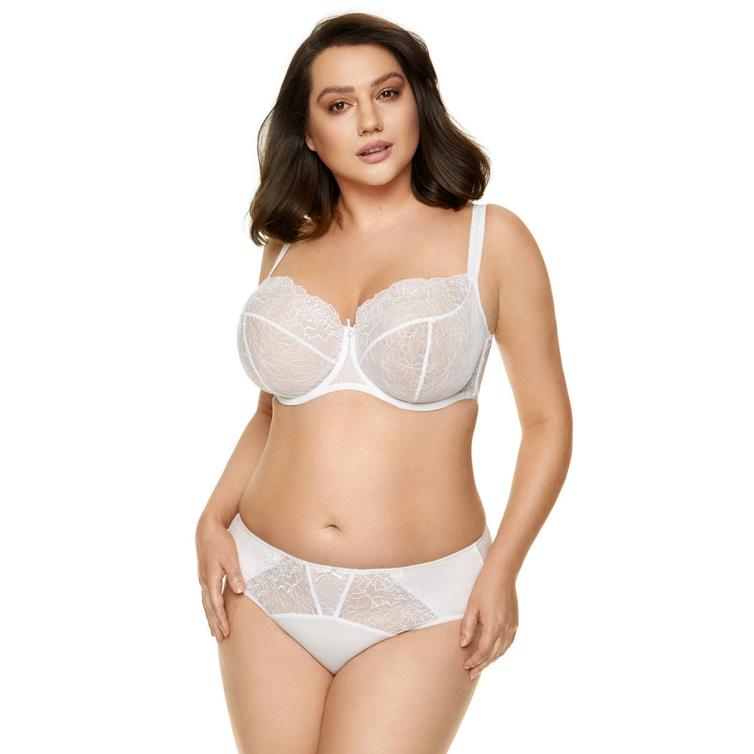 Gorteks Pamela White Sheer Mesh Balconette Bra