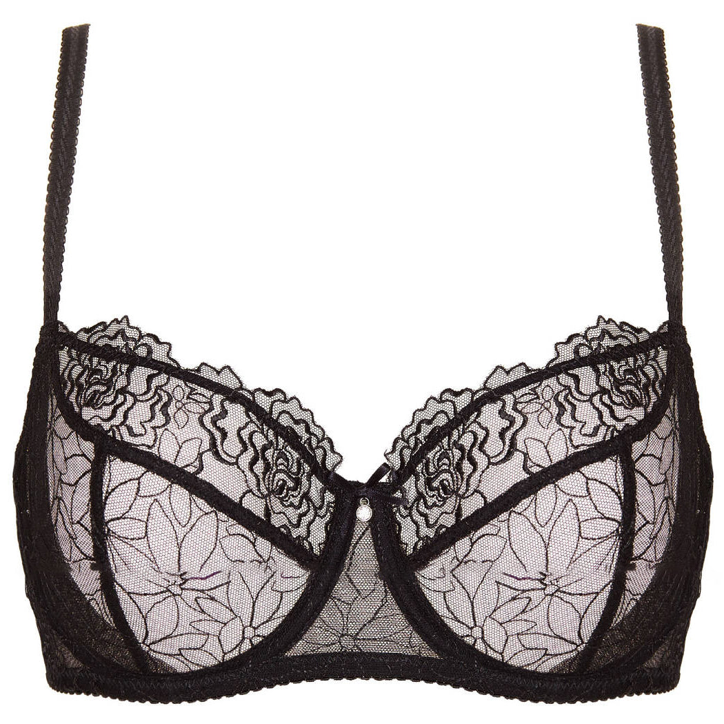 Gorteks Pamela Black Sheer Mesh Balconette Bra SALE