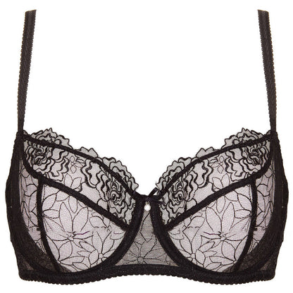 Gorteks Pamela Black Sheer Mesh Balconette Bra SALE