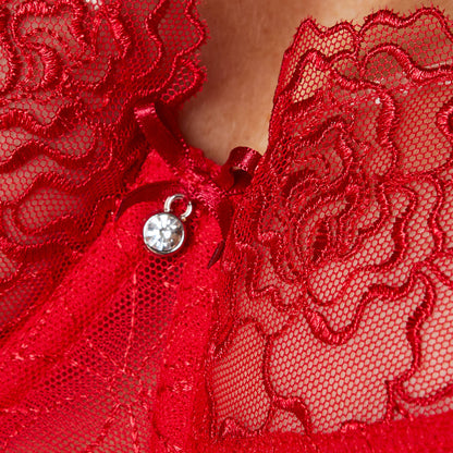 Gorteks Pamela Red Sheer Mesh Balconette Bra