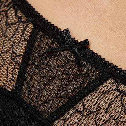 Gorteks Pamela Black Semi Sheer Thong Panty
