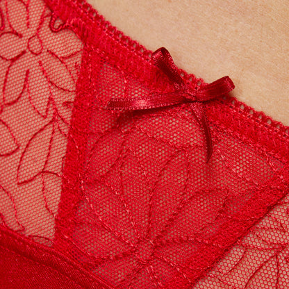 Gorteks Pamela Red Semi Sheer Low Rise Bikini Panty