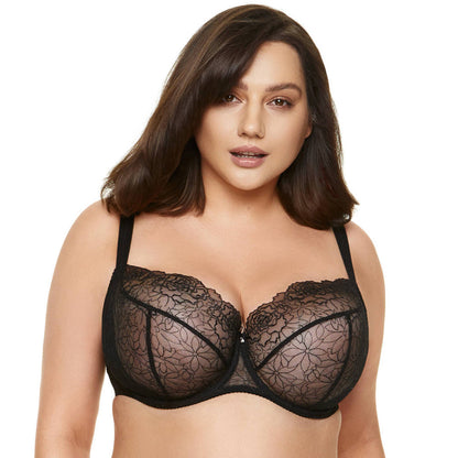 Gorteks Pamela Black Sheer Mesh Balconette Bra SALE