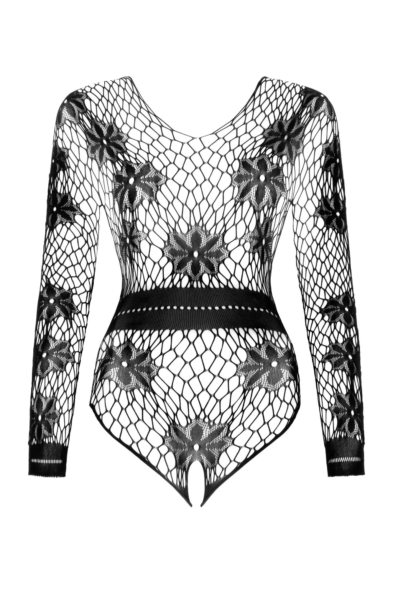 Sexy Long Sleeve Fishnet Bodysuit Regina Black - Ansley Effect