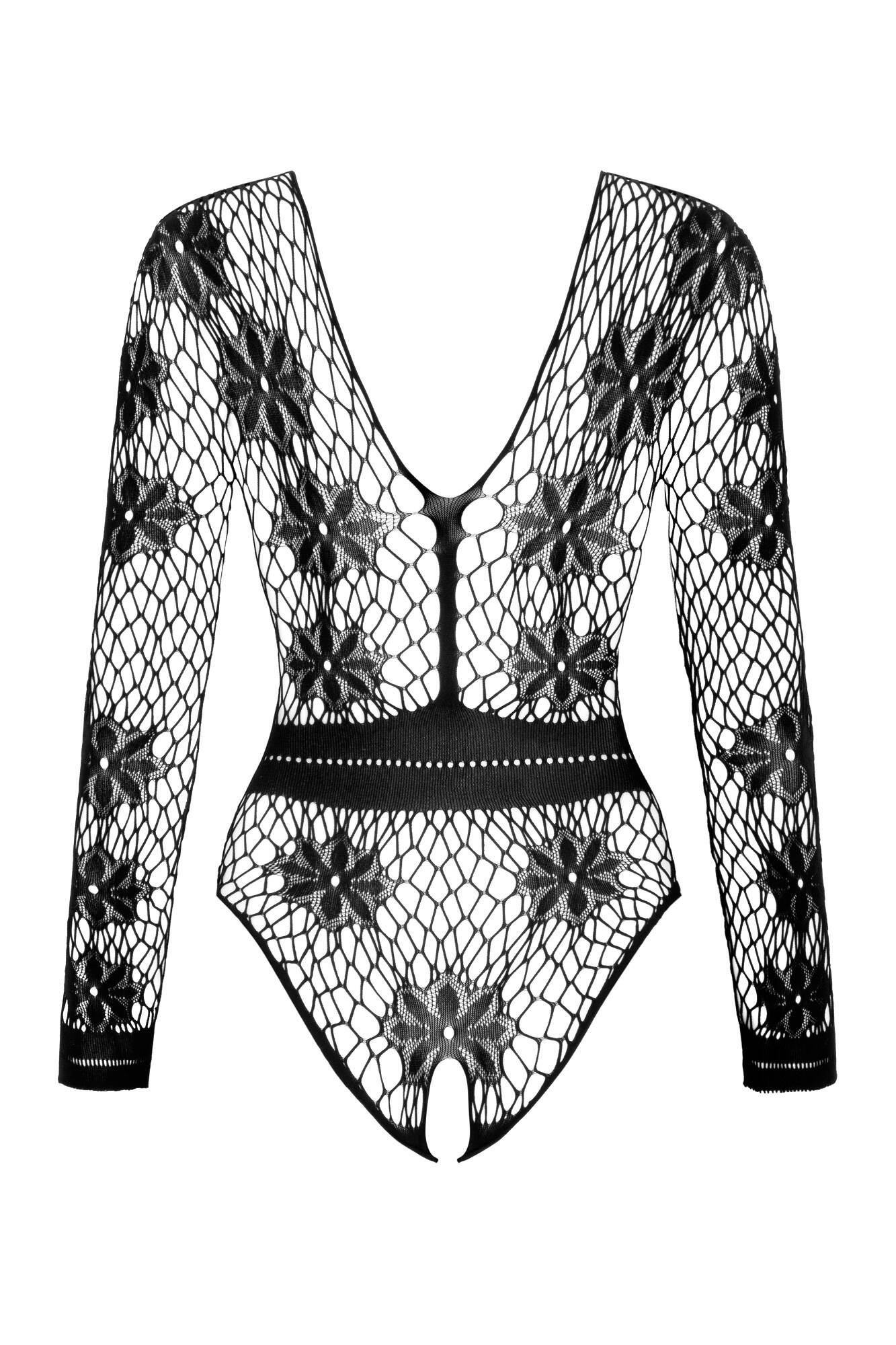 Sexy Long Sleeve Fishnet Bodysuit Regina Black - Ansley Effect