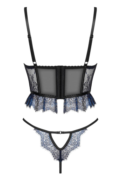 Sheer Lace Longline Bra & Sexy String Beauty Night Saphira-4