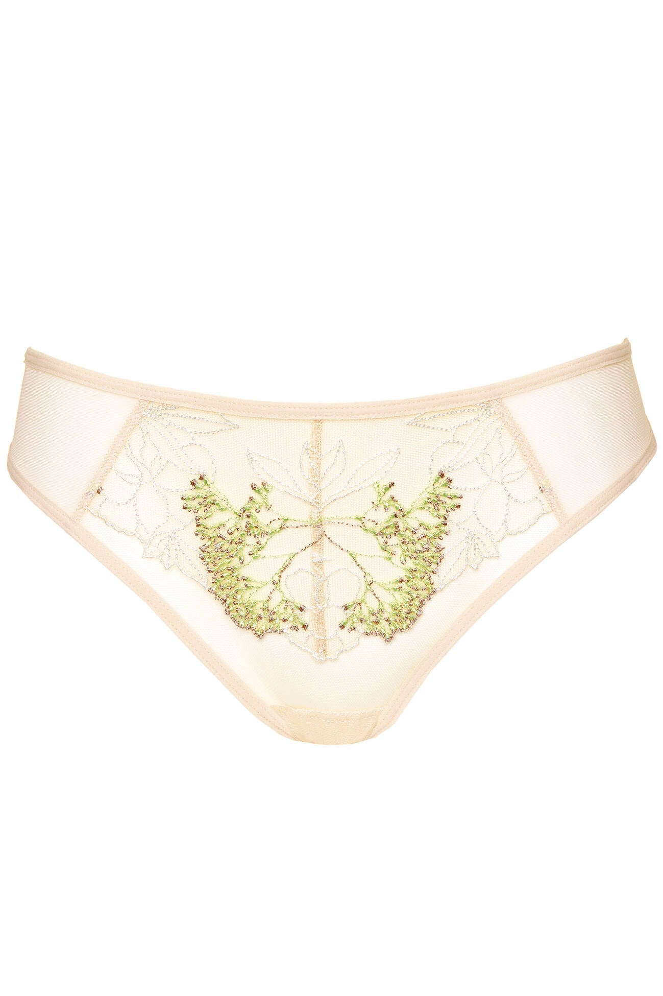 Gorteks Soleil Sheer Mesh Embroidered Brazilian Thong
