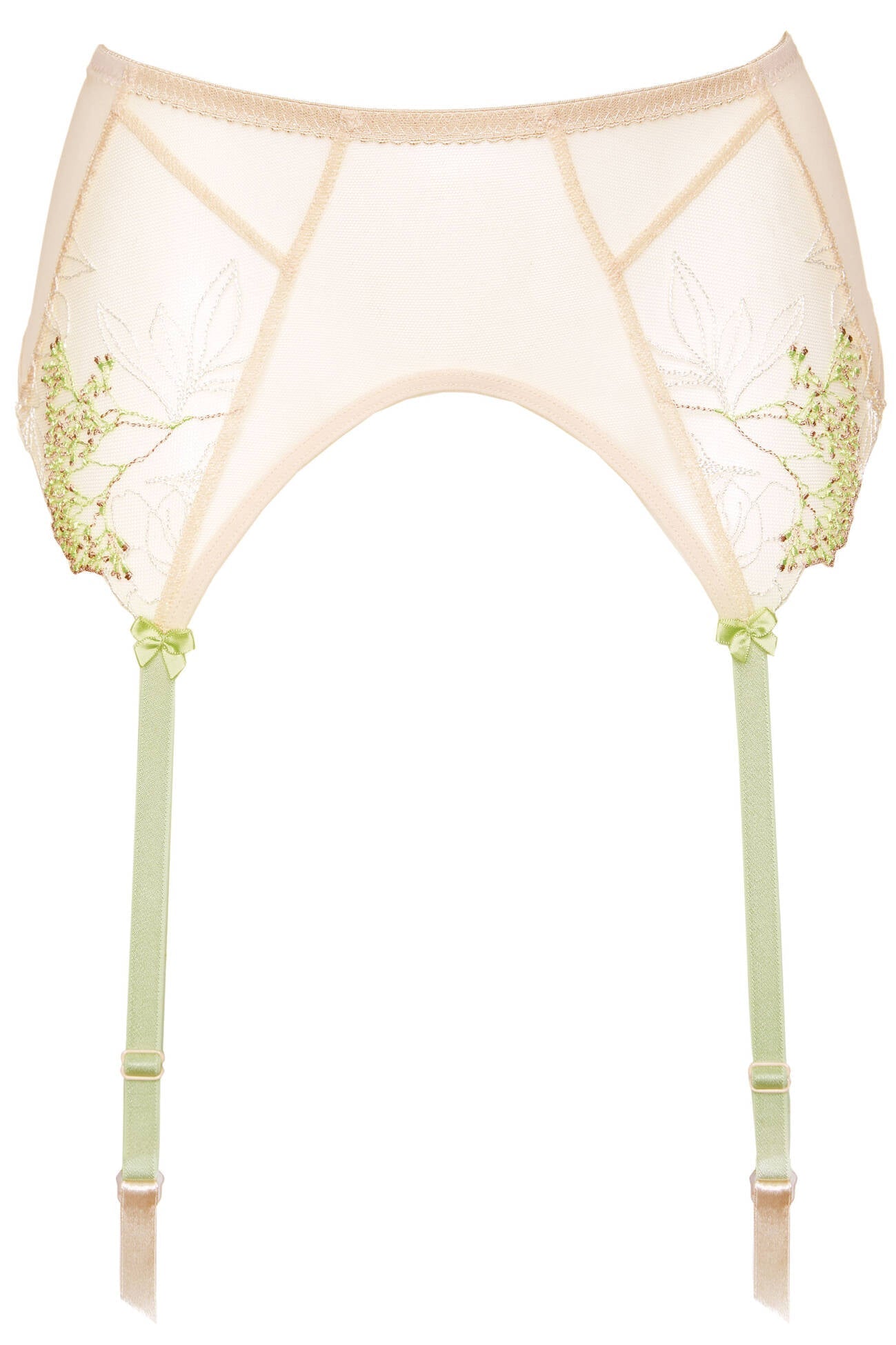 Gorteks Soleil Sheer Mesh Embroidered Garter Belt