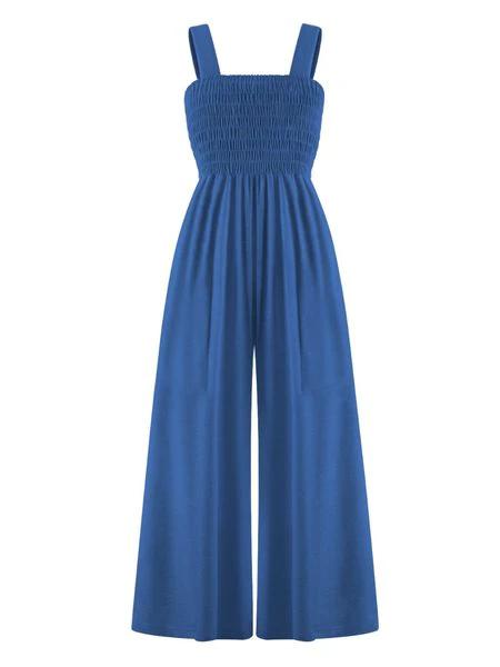V-Neck Wide-Leg Jumpsuit with Pockets