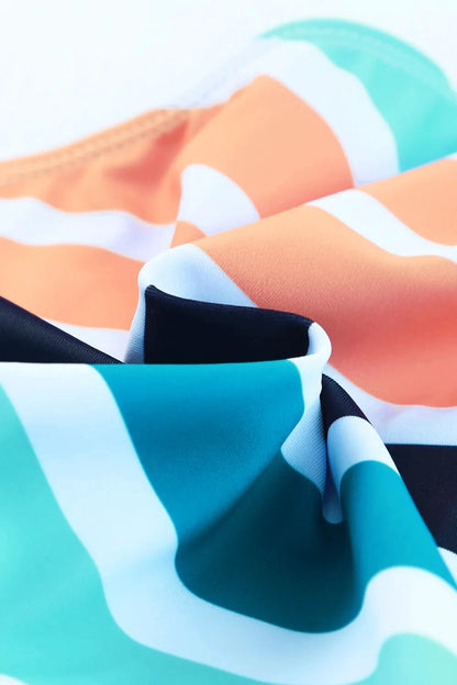 Striped One Shoulder Two-Piece Swim Set by Trendsi