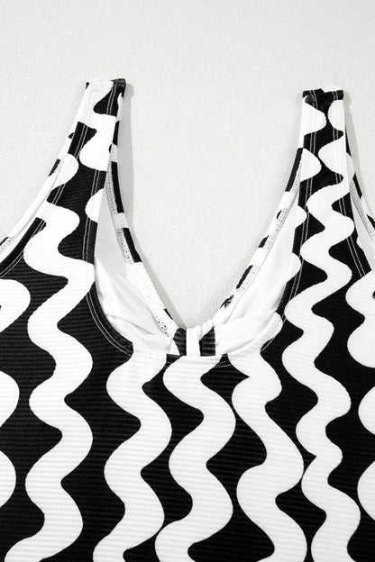 Tied Front Contrast Striped One-Piece Swimsuit by Trendsi