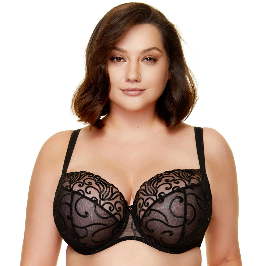 Gorteks Fiore Black Sheer Full Figure Bra