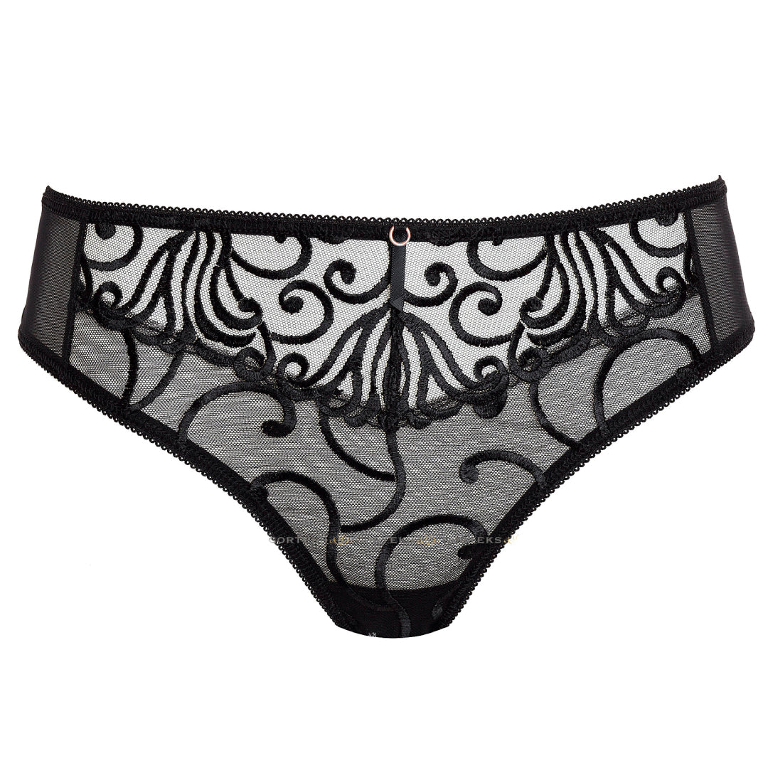 Gorteks Fiore Black Sheer Low Rise Bikini Panty