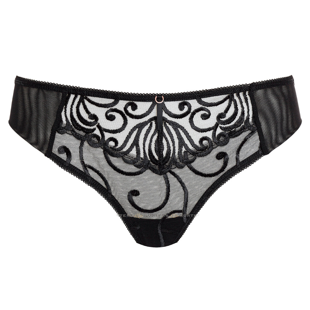 Gorteks Fiore Black Sheer Thong Panty