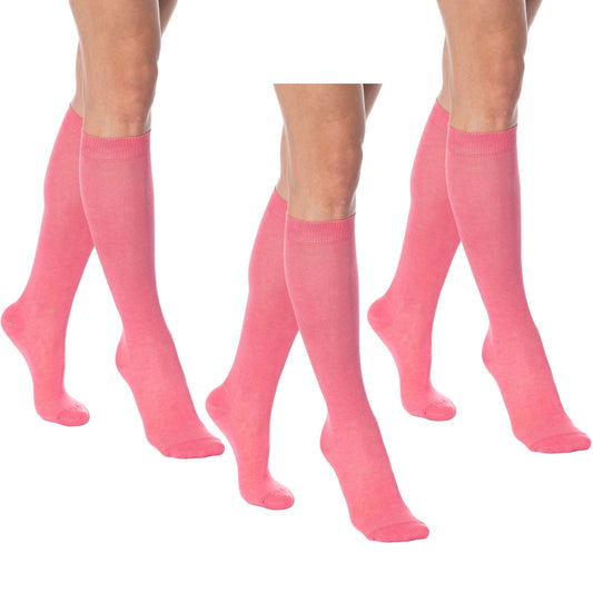 Women's Over The Calf Cotton Socks – 3 Pairs Knee High Soft Long Socks for Comfort & Style-0
