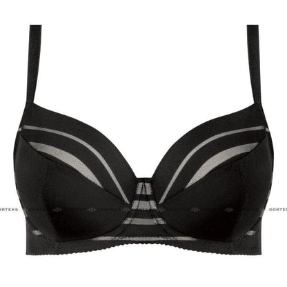 Full Figure Padded Striped Bra Gorteks Luna Black by Gorteks Lingerie
