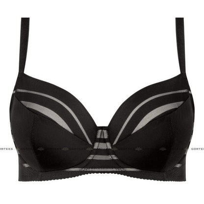 Gorteks Luna Black Full Figure Padded Striped Bra