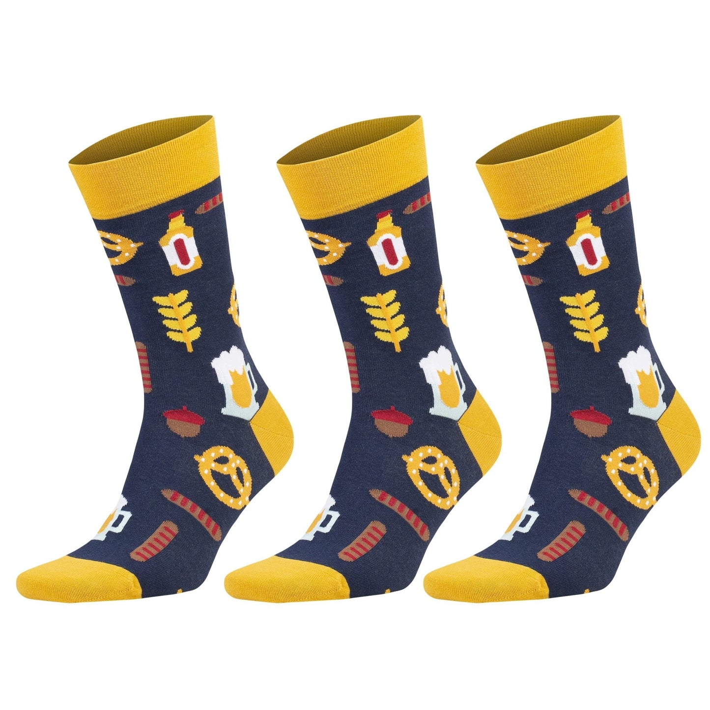 3 Pairs Men's & Women's Colorful Novelty Crew Socks – Fun Cotton Dress Socks by AWS/American Made
