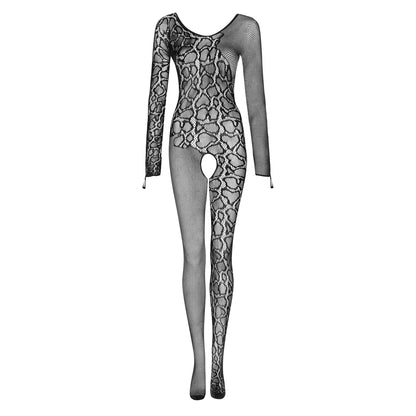 Sexy Crotchless Long Sleeve Bodystocking Obsessive Snake-4