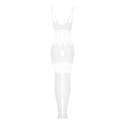 Obsessive White Cutouts Crotchless Bodystocking