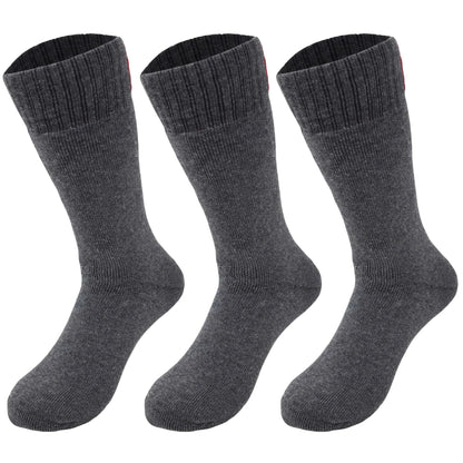 Winter Socks for Men 3 Pairs, Seamless Toe Reinforced Heel Shoe Size 8-11.5 by AWS/American Made