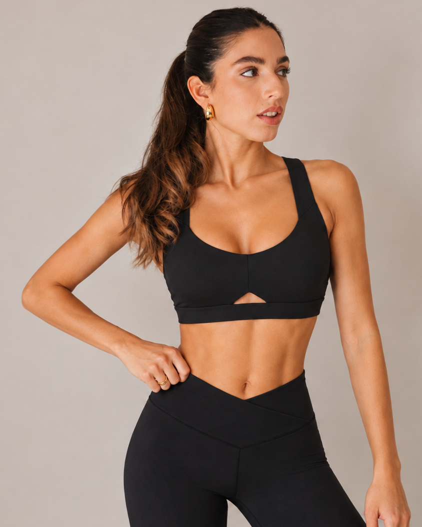 Steady Heart Medium-Support Sports Bra – Black