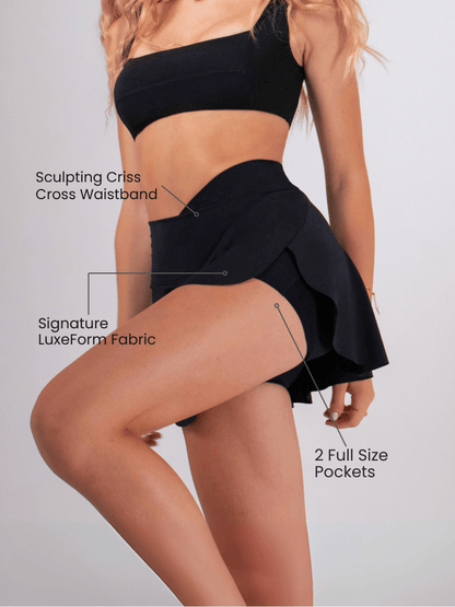 Courtly Rhythm Criss-Cross Athletic Skort – Black