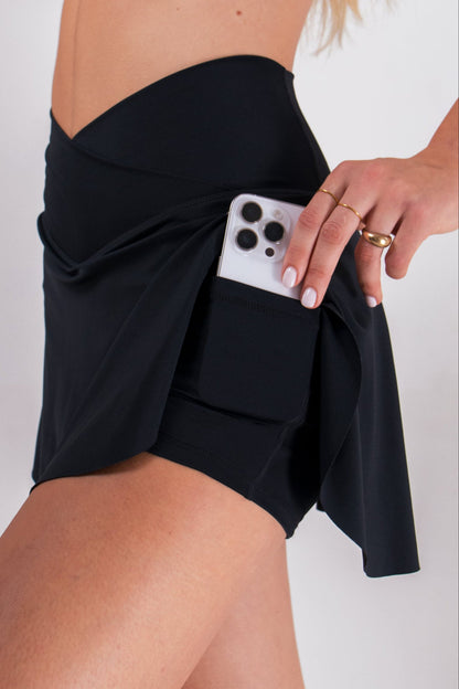 Courtly Rhythm Criss-Cross Athletic Skort – Black