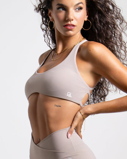Earthbound Arc Strappy Sports Bra – Mocha Taupe