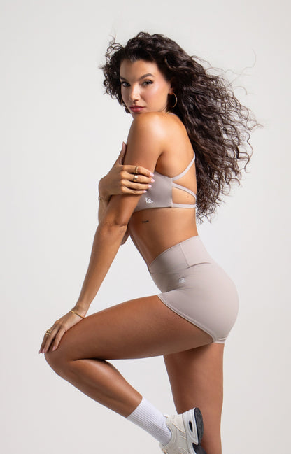 Earthbound Arc Strappy Sports Bra – Mocha Taupe