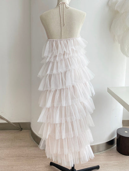 Odette Pirouette Halter Tiered-Ruffle Dress