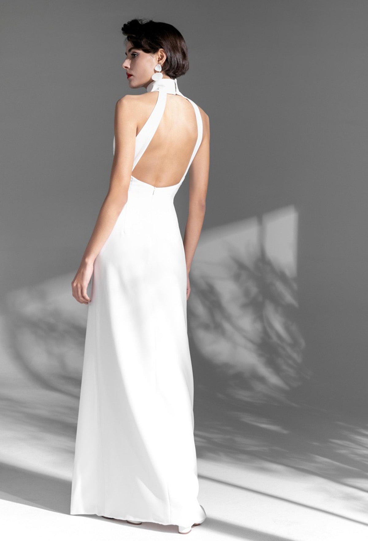 Seraphine Vow Halter Slit Satin Wedding Dress