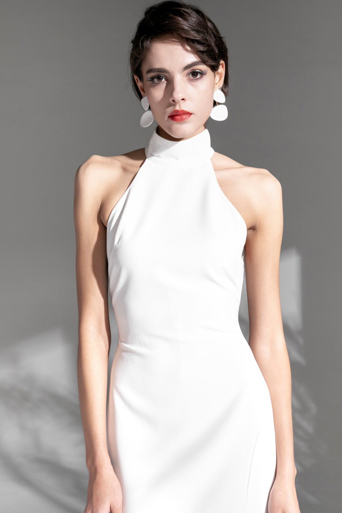 Seraphine Vow Halter Slit Satin Wedding Dress