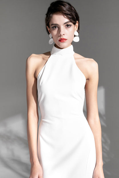 Seraphine Vow Halter Slit Satin Wedding Dress