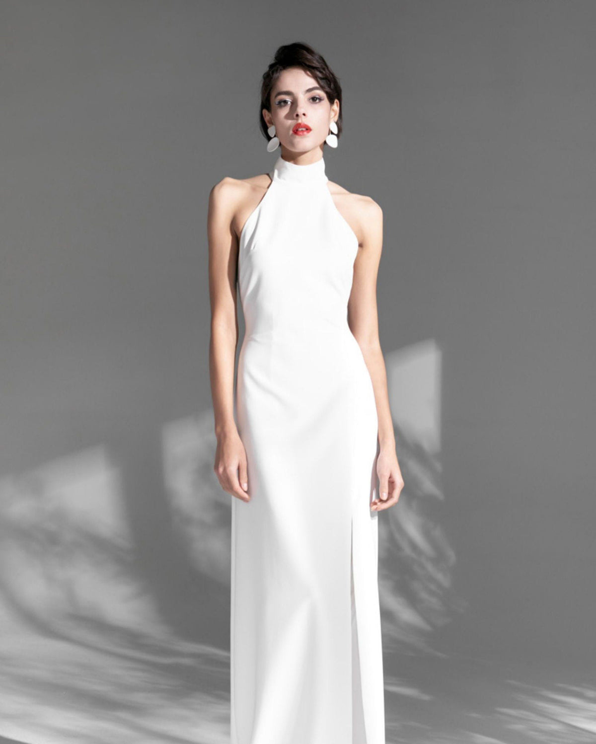 Seraphine Vow Halter Slit Satin Wedding Dress