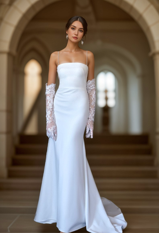 Selene Vow Spaghetti-Strap Satin Wedding Gown