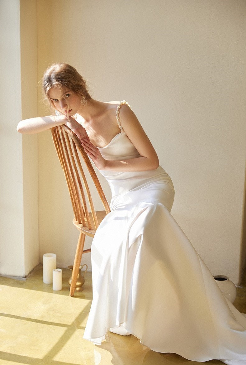 Seraphine Vow Beaded Satin Mermaid Wedding Dress