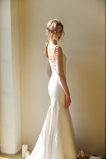 Seraphine Vow Beaded Satin Mermaid Wedding Dress