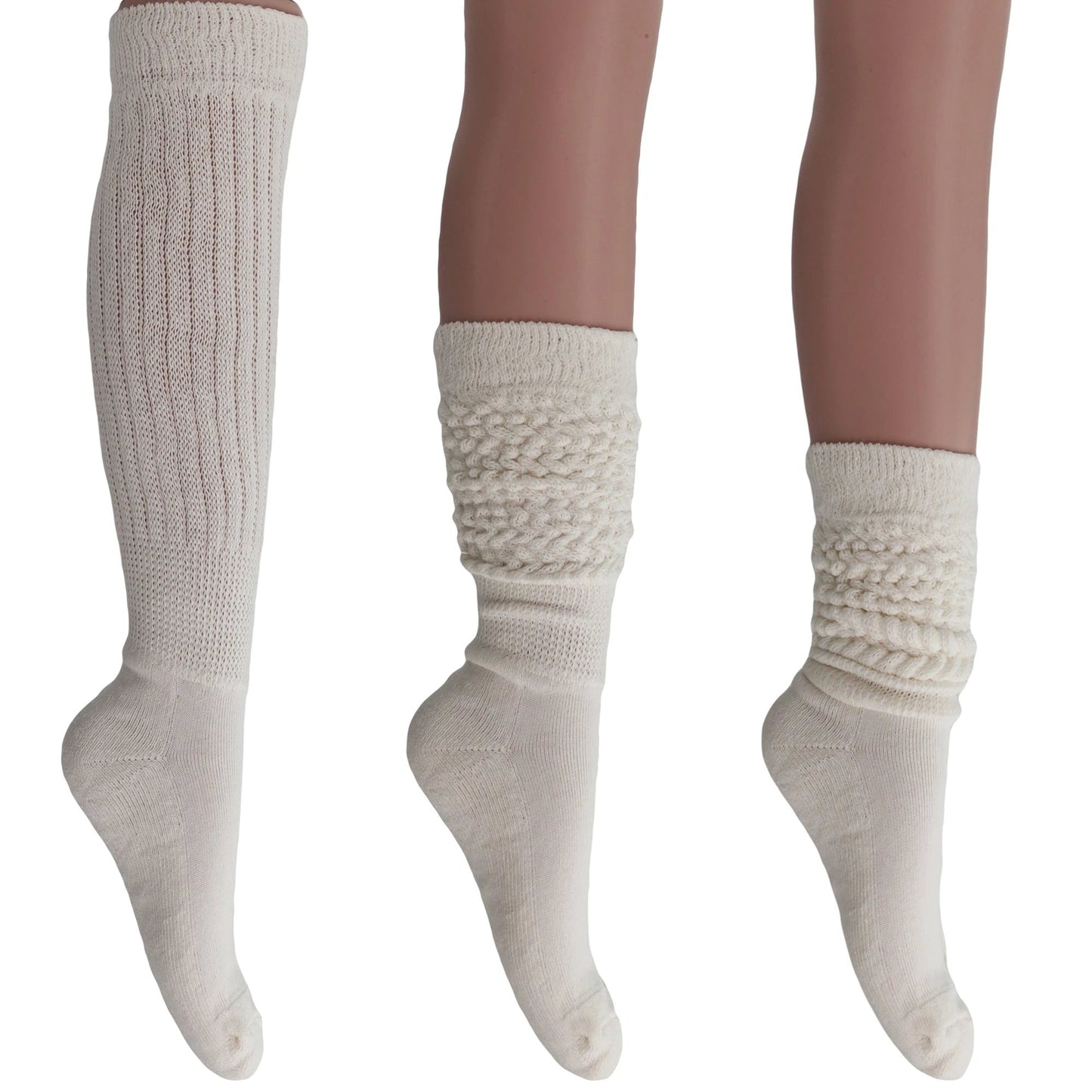 Women's Slouch Socks – Soft Cotton Scrunch Socks, Retro Knee-High Boot Socks for Casual Wear & Comfort (6 Pairs) by AWS/American Made