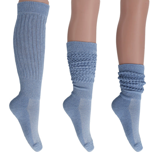 Women's Extra Long Heavy Slouch Cotton Socks – 3 Pairs, Size 9-11-10