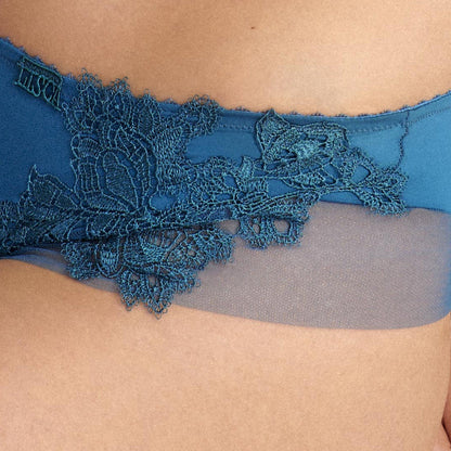 Lisca Peony Dark Turquoise Sheer Lace Side Tanga Panty