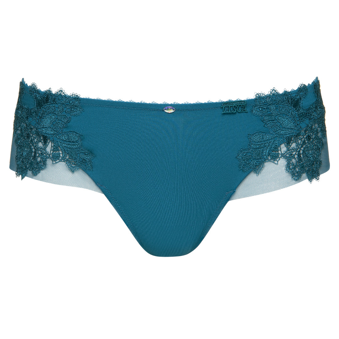 Lisca Peony Dark Turquoise Sheer Lace Side Tanga Panty
