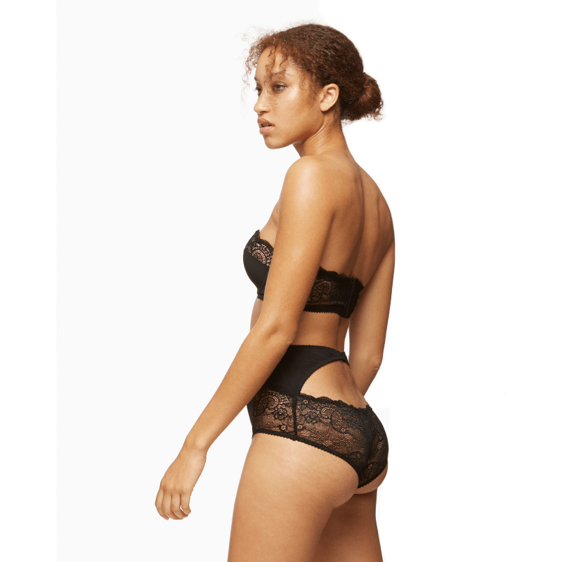 Blush Escape Black Longline Strapless Padded Lace Bra