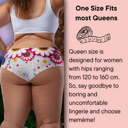 Memème Women's Queen Size High Waisted Brief Panties - Ultra-Comfortable Breathable Cotton and Stretchy Fit