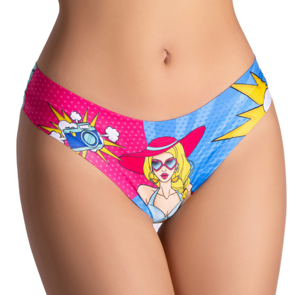 Memème Women's Ultra-Comfortable Comics Beach Girl Panties - Original Prints, Breathable Cotton and Stretchy Fit