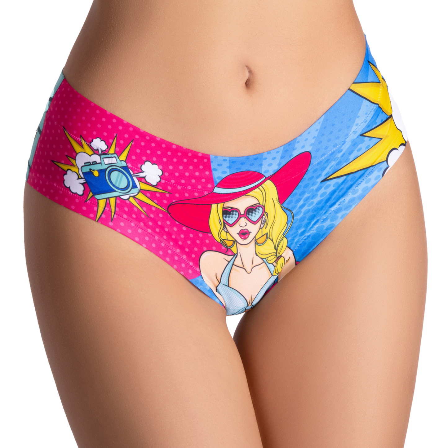 Memème Women's Ultra-Comfortable Comics Beach Girl Panties - Original Prints, Breathable Cotton and Stretchy Fit