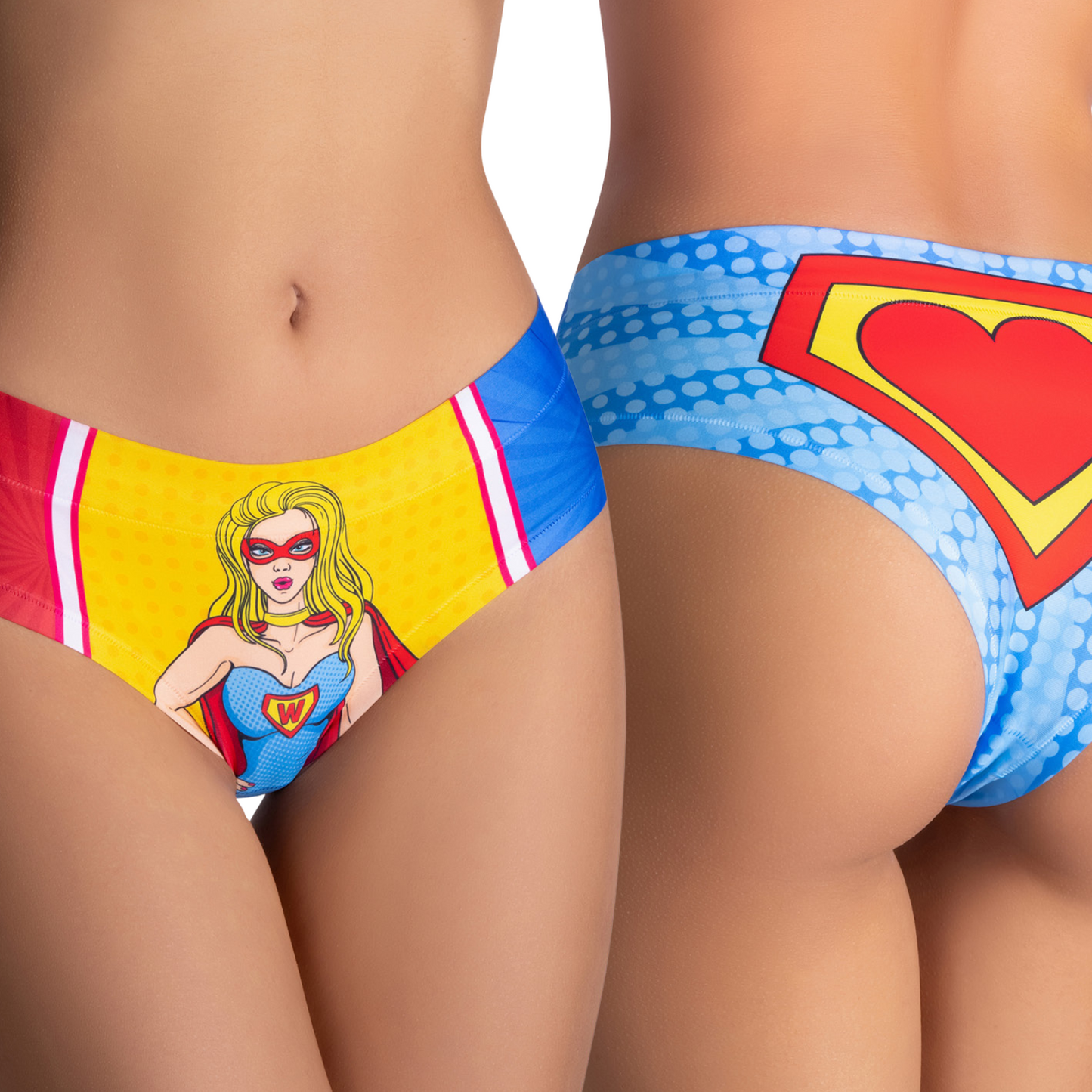 Memème Women's Ultra-Comfortable Comics Wonder Girl Panties - Breathable Cotton, Stretchy Fit and Original Designs