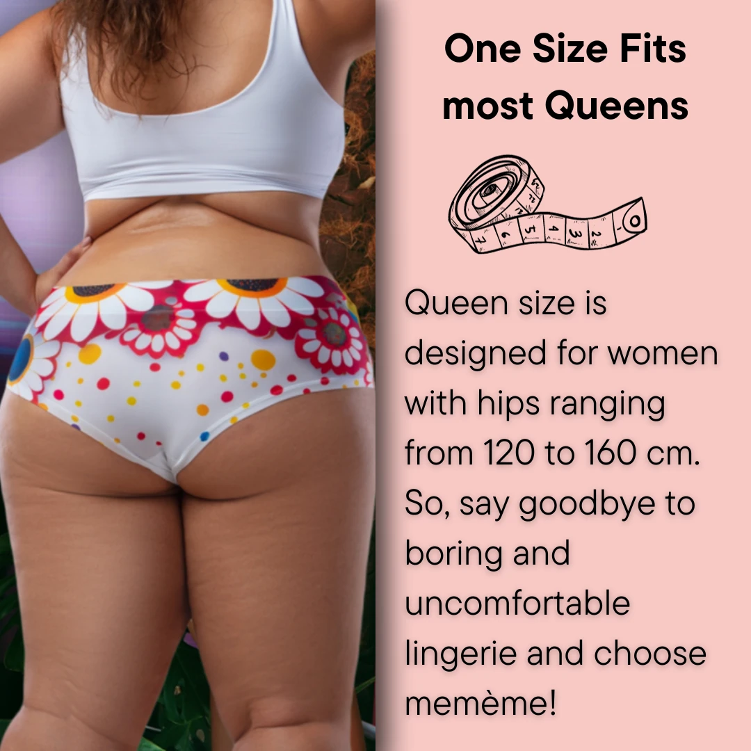 Memème Women’s Ultra-Comfortable DAISY– Emerald - Queen Size Panties | Original Prints, Unique Designs | Breathable Cotton Crotch, Stretchy Fit, Soft Flat Seams, No Elastic Bands | Style: High Waisted Brief | Everyday Use by Mememe