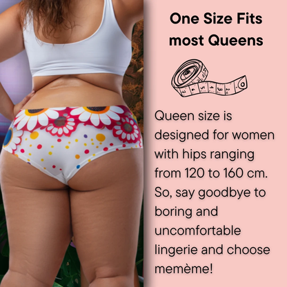 Memème Women’s Ultra-Comfortable DAISY– Emerald - Queen Size Panties | Original Prints, Unique Designs | Breathable Cotton Crotch, Stretchy Fit, Soft Flat Seams, No Elastic Bands | Style: High Waisted Brief | Everyday Use by Mememe